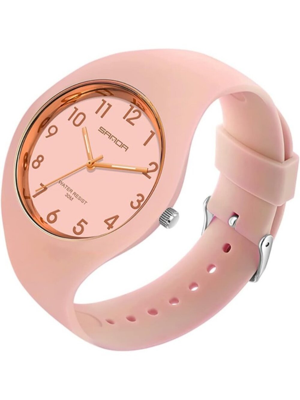 Women's Pink Analog Silicone Jelly Strap Japanese Quartz Movement Wrist Watches